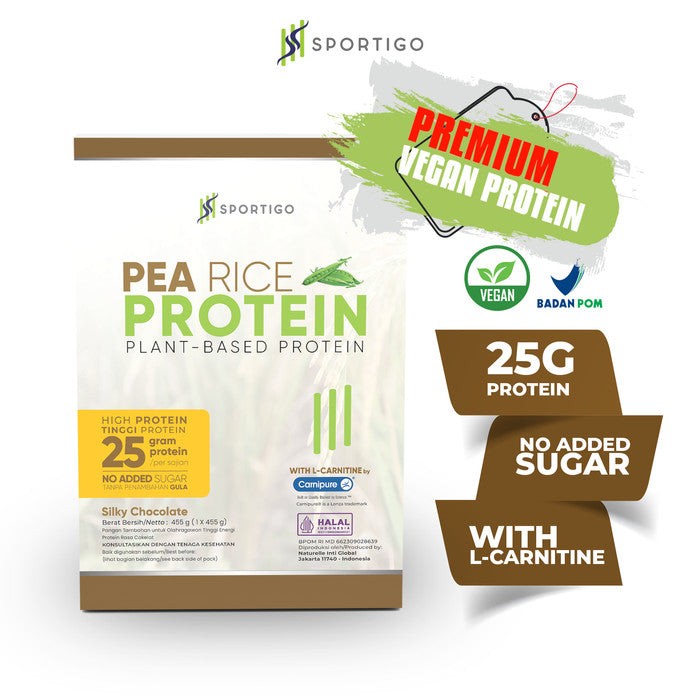 Sportigo Vegan Plant Protein - Pea Rice Protein Isolate Powder 455g - Pea Rice Only