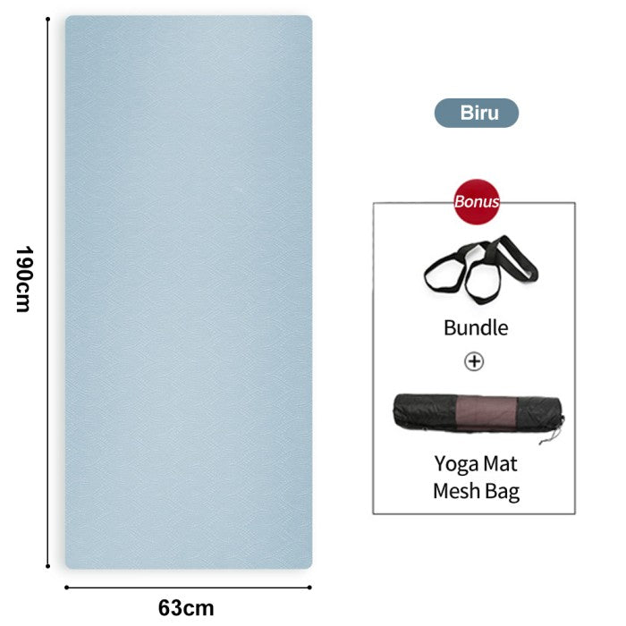 OneTwoFit Matras Yoga Mat 8MM TPE Olahraga Mat  With Tas Matras Yoga Anti Slip Karpet Olahraga - Abu-abu