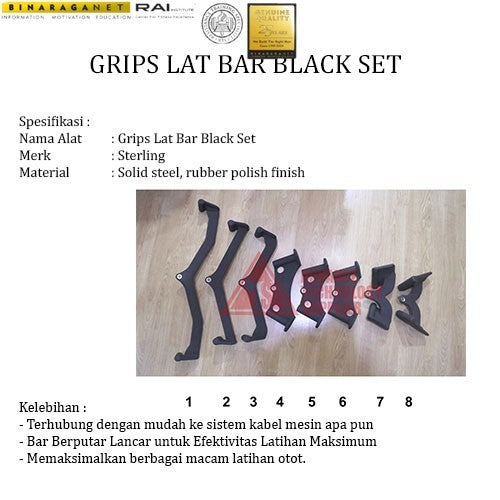 BINARAGANET Grip Lat Bar Set Black rubber