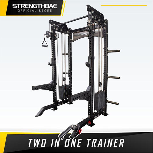 Two In One Trainer STRENGTHBAE Power Rack Cable Machine Functional Trainer Squat Rack Cable Crossover Commercial Heavy Duty Powerlifting Bodybuilding Powerbuilding Home Gym - Rack Saja
