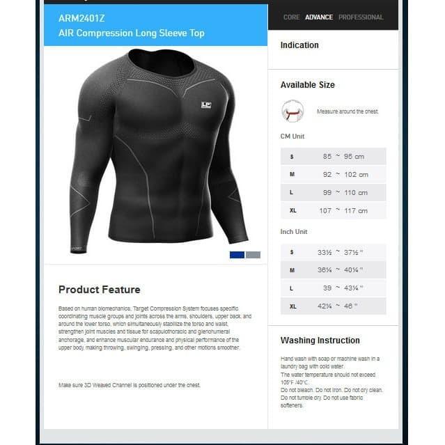 LP SUPPORT AIR COMPRESSION LONG SLEEVE TOP MEN LP-ARM2401Z - SB-BL, S