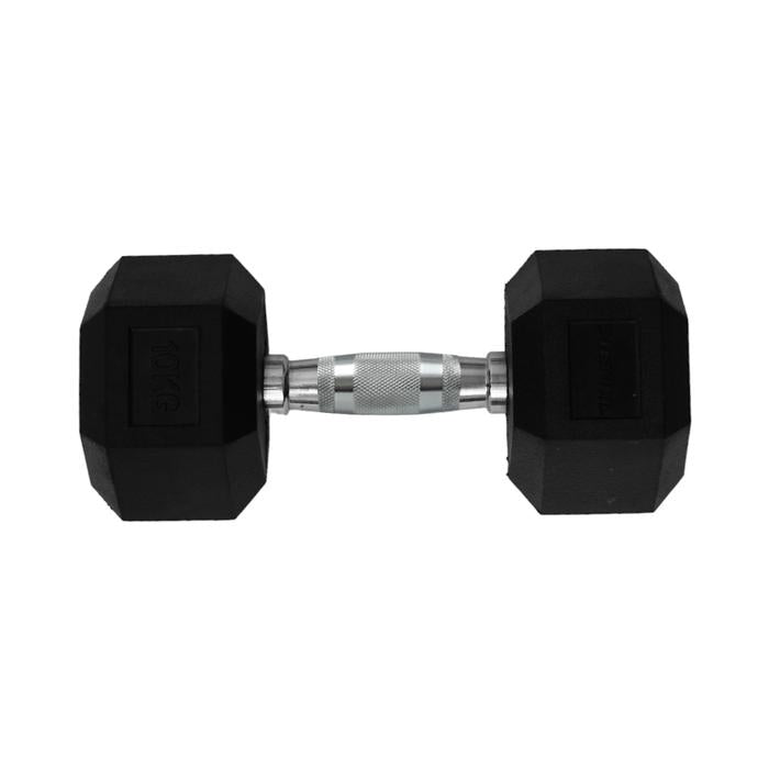 KINETIC DUMBBELL KARET HEXAGONAL 10 KG - HITAM
