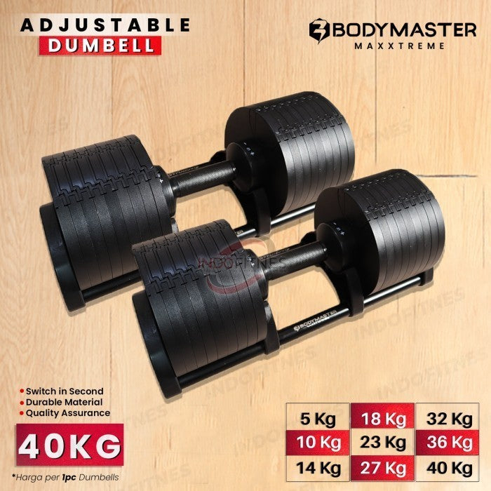 BODYMASTER MAXXTREME 32KG BM-A035 Original Adjustable Dumbell Barbell - BDMS RACK, KURIR TOPED