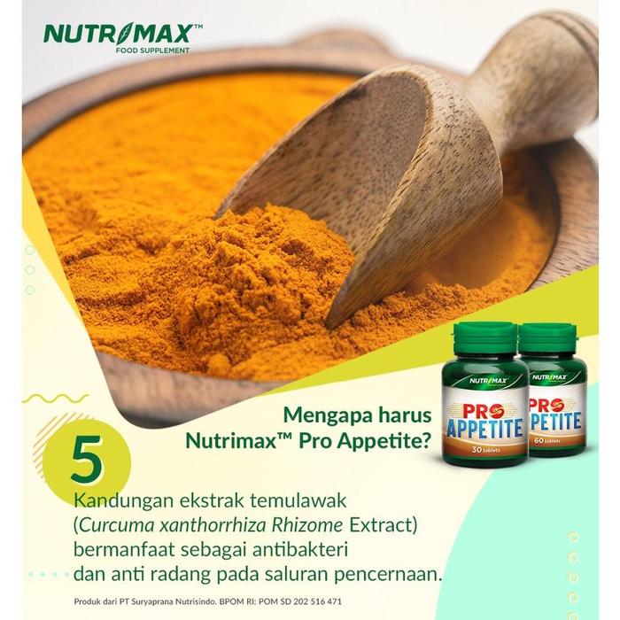 Nutrimax Pro Appetite Menjaga Kesehatan Pencernaan Lambung Temulawak Membantu Mengoptimalkan pencernaan