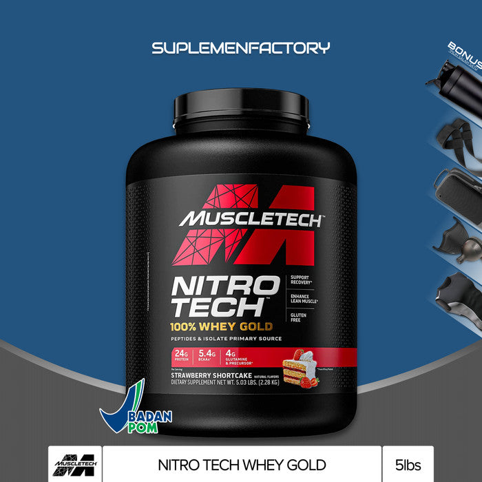 Muscletech Nitrotech Whey Gold 5,5 lbs Nitro tech 5,5lbs Whey Protein - Coklat