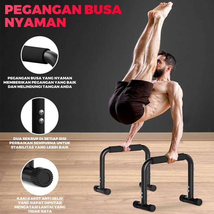 OneTwoFit Alat Push Up Stand Bar Fits Parallettes Push Up Bar  - Hitam