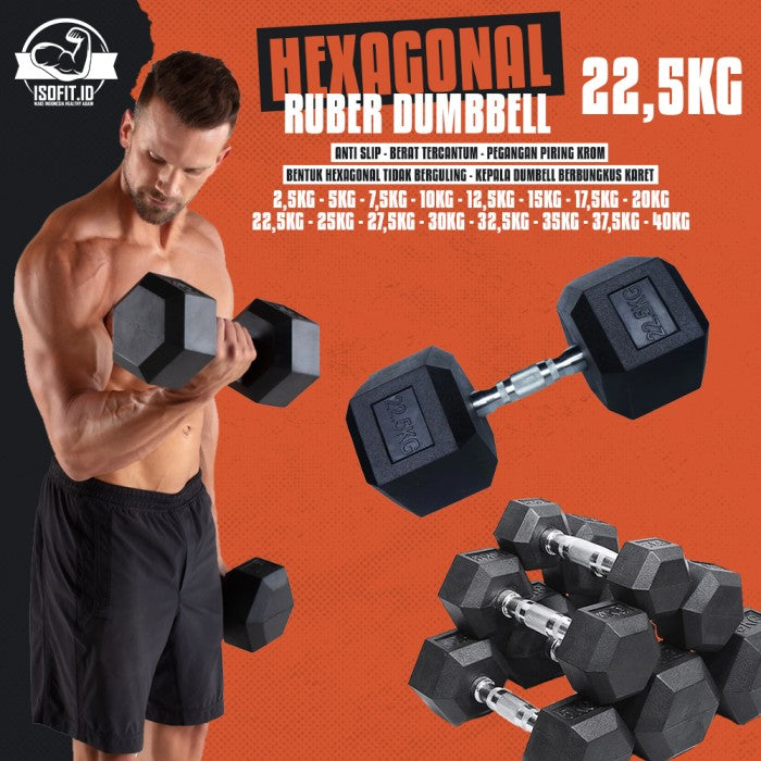 Hex Rubber Dumbell / Barbel Hexagonal Karet - 2,5 KG