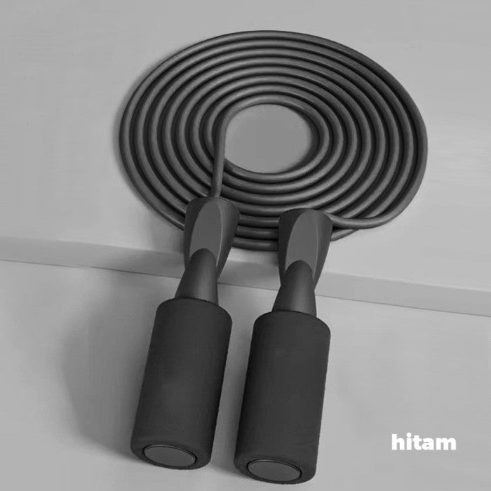 OneTwoFit Foam Jump Rope PVC Skipping Rope Panjang disesuaikan Tali - Hitam