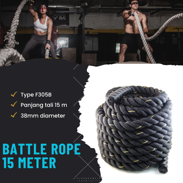 Battle Rope 15 Meter Tali Fitness Battling Tambang 15 Meter Gym F305B