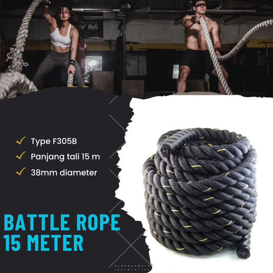 Battle Rope 15 Meter Tali Fitness Battling Tambang 15 Meter Gym F305B
