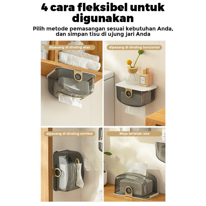 OneTwoFit Tissue Box Kamar Mandi Tempel Dinding Plastik Tebal Multifun