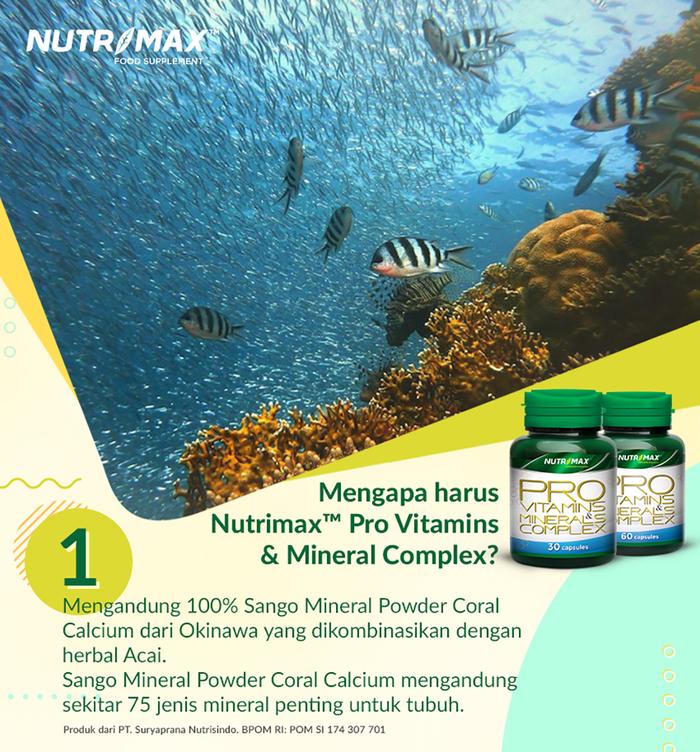 Nutrimax Pro Vitamins dan Minerals Complex Tablet Multivitamin Vitamin dan Kalsium  Isi 30 Kapsul