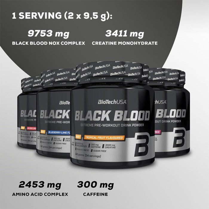 Biotech - BLACK BLOOD PRE-WORKOUT 340 Gram - Tropical Fruit