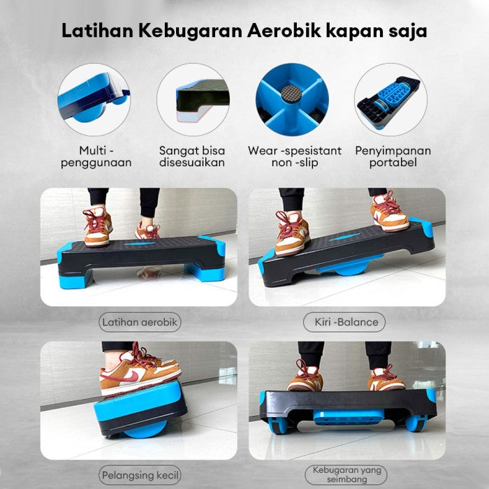 OneTwoFit Aerobic Stepper Sport Papan Senam Aerobic Step Multifunction Adjustable Stepper - Biru