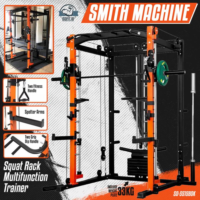 Multifunctional Smith Machine Trainer / Premium Squat Power Rack Bench Press Cable SD-5515BOK