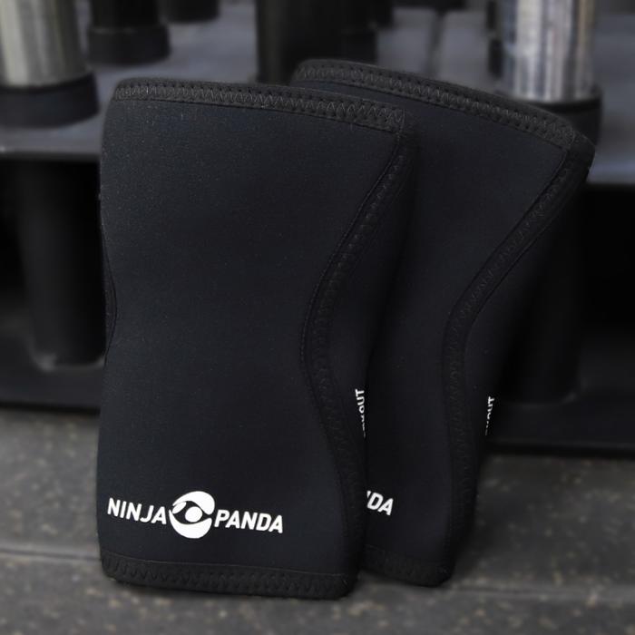 NINJA PANDA Crossfit 5mm Knee Sleeves Unisex Neoprene Rehband Fitness Weightlifting Powerlifting - Hitam, M