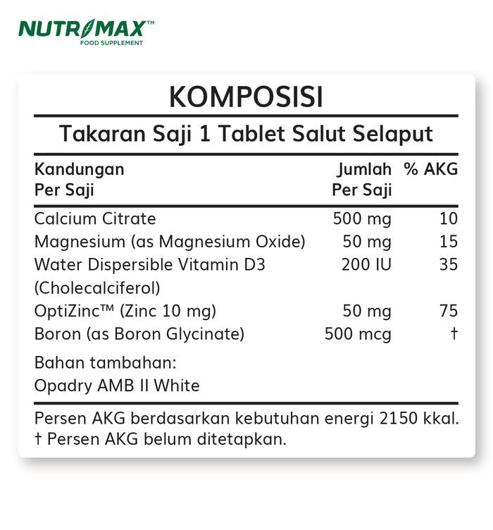 Nutrimax Osteogard Kalsium Tulang Osteoporosis Kesehatan Gigi Kuku Mudah Patah Kalsium Ibu Hamil - 30 Tablet