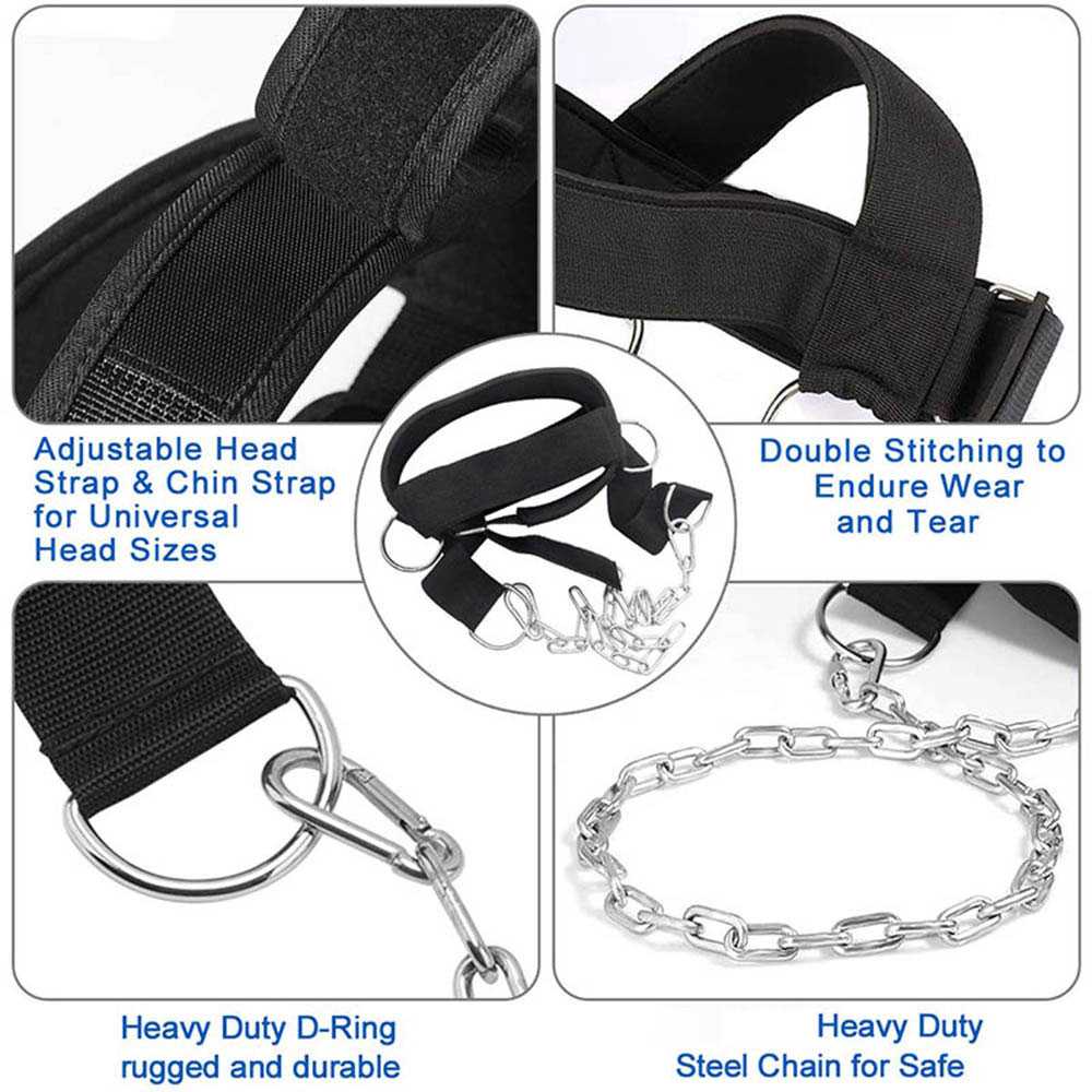 EPROLO Head Harness Belt Neck Traps Weight Lifting Chain Fitness Gym - PR-001