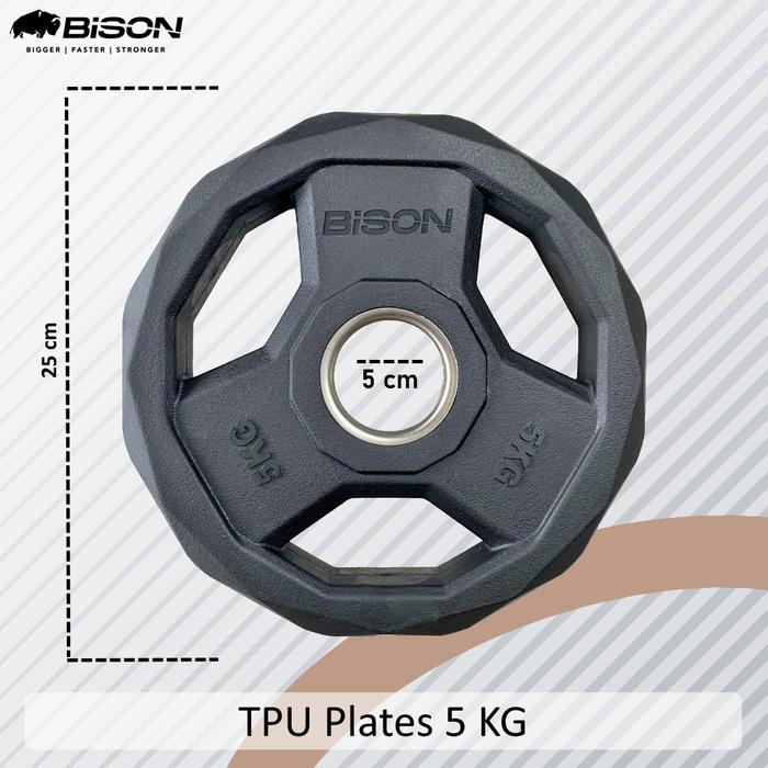 Bison TPU Plates 5 Kg Bebanan Barbell Olympic Classic