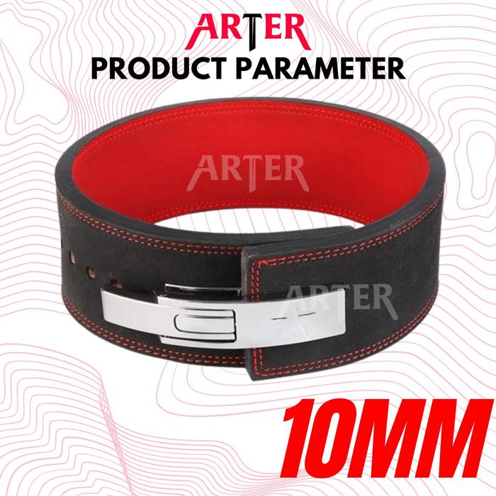 ARTER Gym Lever Belt Buckle Powerlifting Weightlifting 10mm MERAH - Black & Red, S