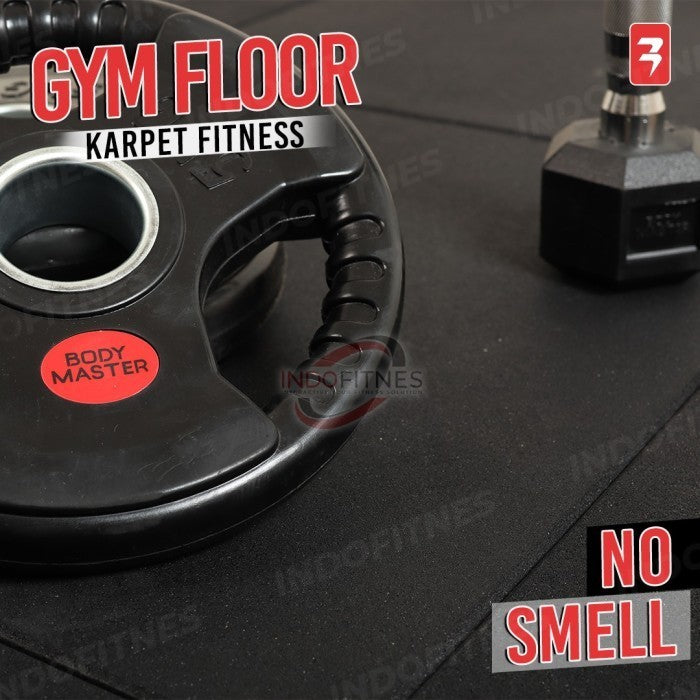 BODYMASTER Karpet karet gym rubber matras fitnes floor tiles BM-E250 - Black, TOPED