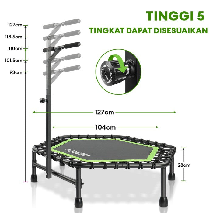 OneTwoFit Trampoline 50 Inci Lipat Bisu Dewasa Alat Olahraga Fitness - Hijau
