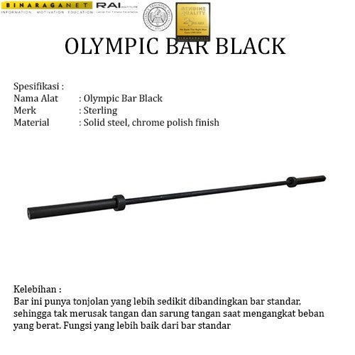 BINARAGANET S-1640 Olympic Bar Black Sterling Logo