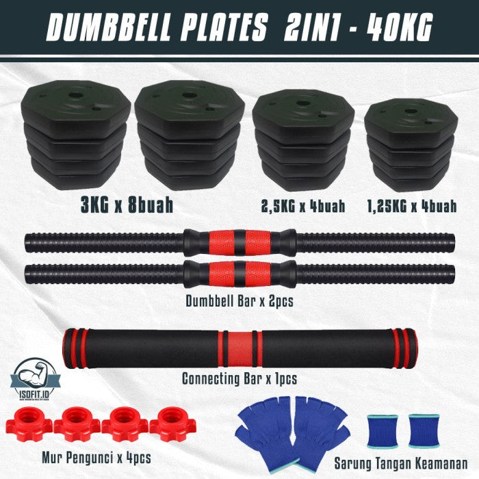 DUMBELL SET / Barbel / Alat Angkat Beban / Alat Fitness - TRI 2IN1-20KG