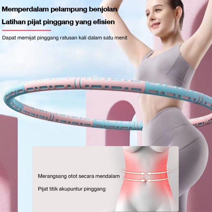 OneTwoFit Hula Hoop Foam Massage Hula Hoop Portable Olahraga Di Rumah - biru merah muda