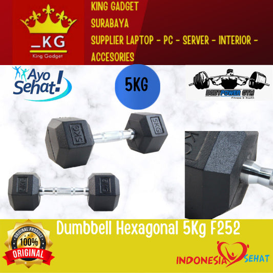 Dumble Hexago Dumbbell Hexagonal 5Kg F252 Dumbel Dumbell Segienam
