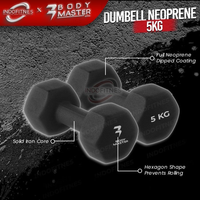 BODYMASTER 5KG Dumbell Neoprene Barbel Mini Dumbel Warna Kecil Karet