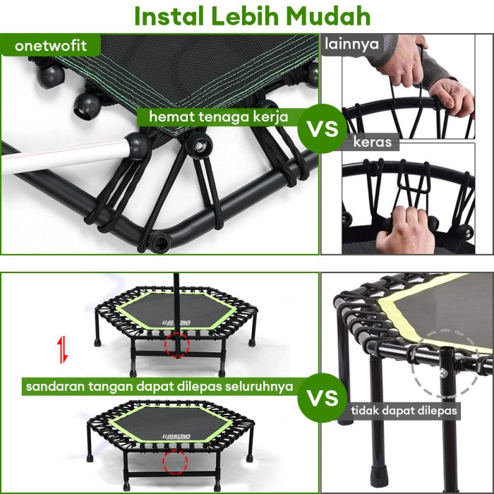 OneTwoFit Trampoline 50 Inci Lipat Bisu Dewasa Alat Olahraga Fitness - Hijau