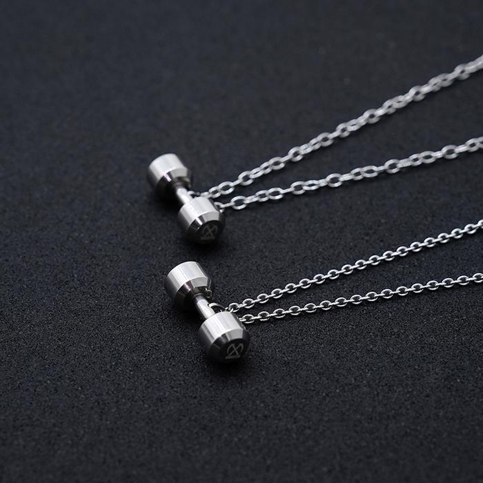 XMASTER dumbbell necklace gym jewelry gift 316 stainless steel CrossFit fitness bodybilding Rogue - Male 35 gr