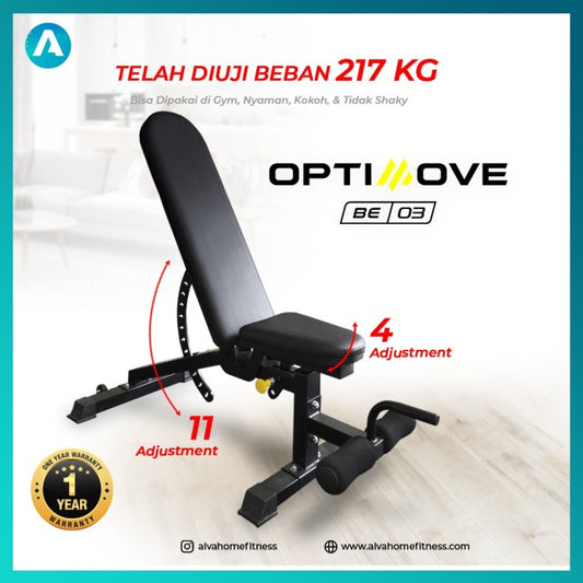 Adjustable Bench Optimove BE-03 Bangku Gym Fitness Bench Press Sit Up