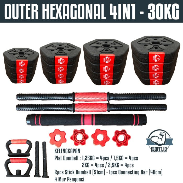 DUMBELL SET ROUND / Barbel / Alat Angkat Beban/ Alat Fitness - 2 IN 1 - 10KG