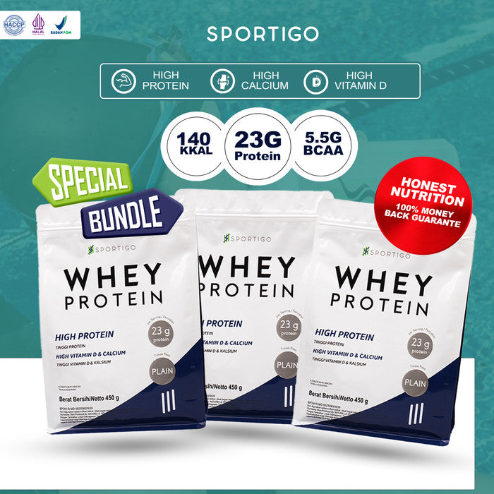 SPORTIGO Whey Protein Isolate Concentrate Pure 450g Pouch - 3 Pouch