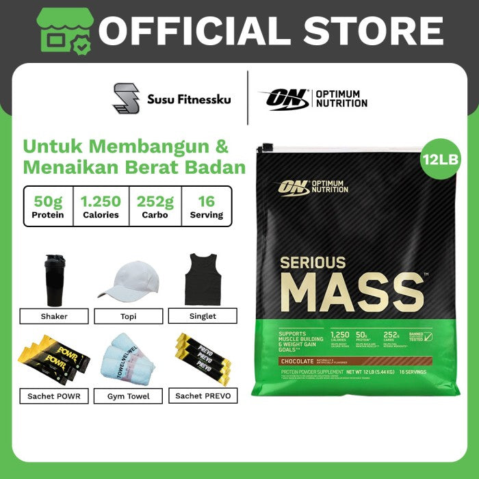 ON Serious Mass 12 lbs Seriousmass Gainer - Vanila, Bonus Shaker