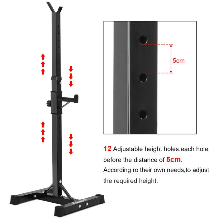 OneTwoFit Barbel Rack Adjustable Squat Rack Independent Weight Lifting