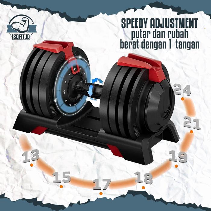 3IN1 Adjustable Dumbell & Barbell / Alat Fitness Set 3 KG - 24 KG
