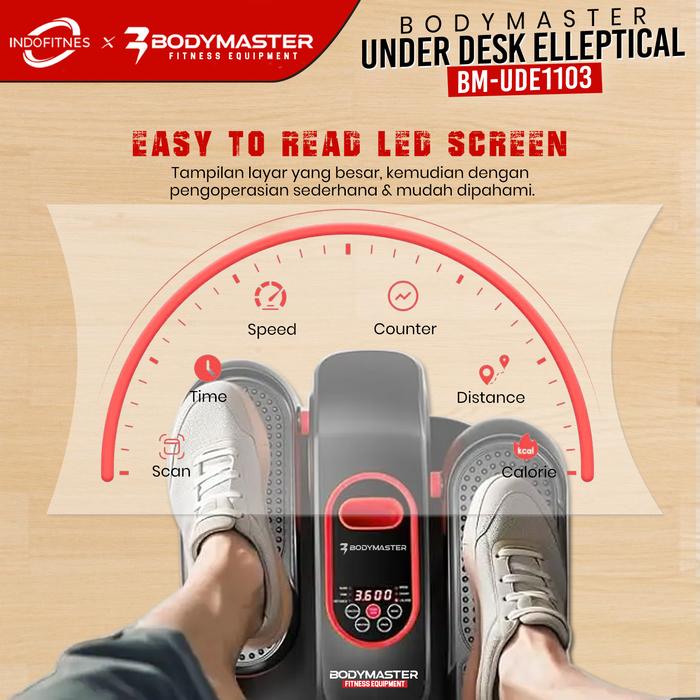 BODYMASTER Under Desk Elliptical Bike Leg Trainer Otomatis Manual Pedal Exerciser Olahraga Kaki 2in1