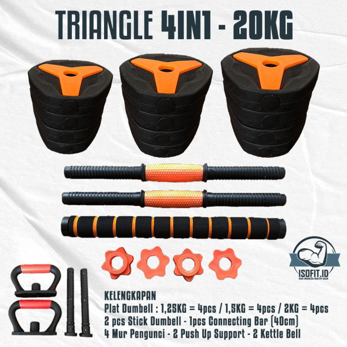 DUMBELL SET / Barbel / Alat Angkat Beban / Alat Fitness - TRI 2IN1-20KG