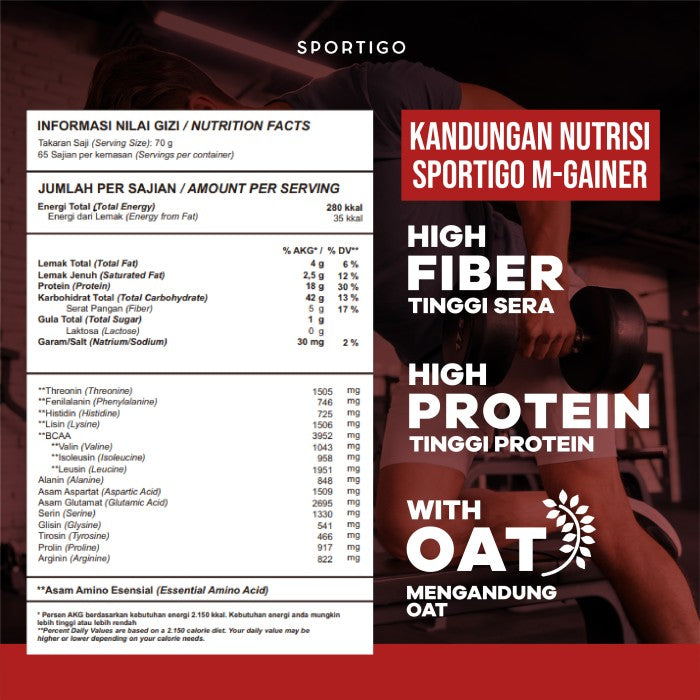 Sportigo M-Gainer 10lbs - Mass Gainer penambah berat badan - Kaos gym cewe