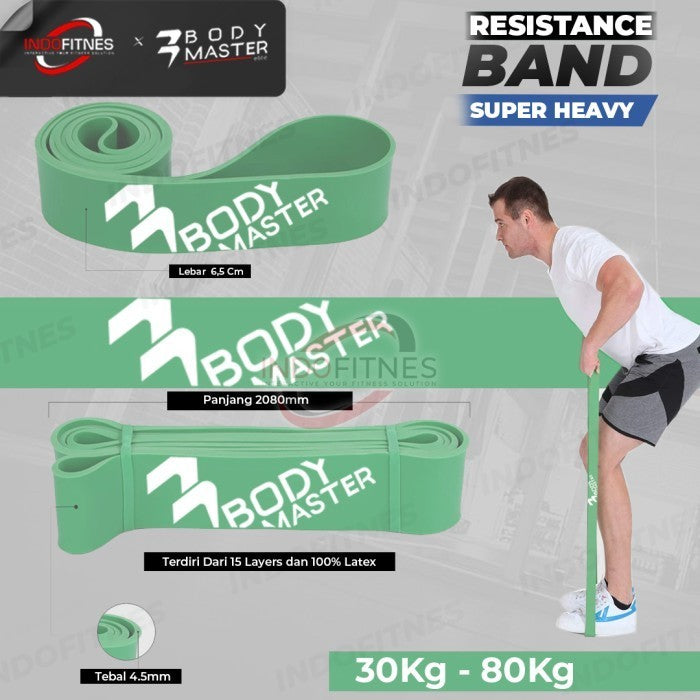 BODYMASTER Long Latex Resistance Band I334 Karet Gym Fitness Pull Up - Hitam
