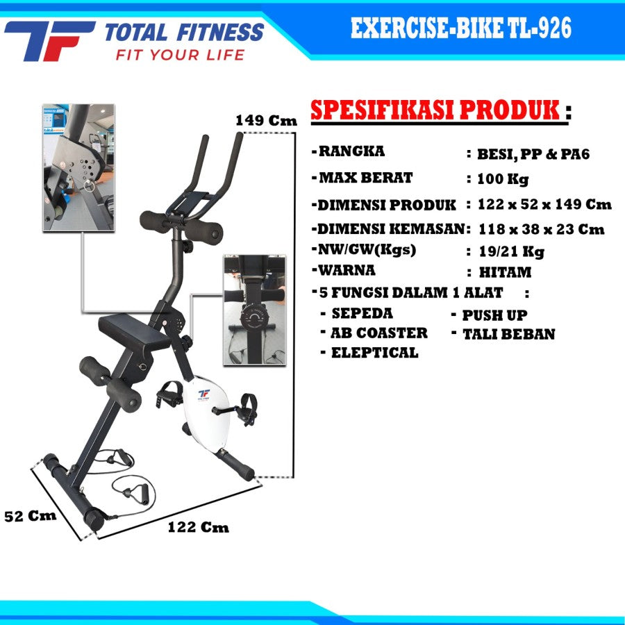 Sepeda Statis Exercise Bike Tl-926 Original Total Health Gym
