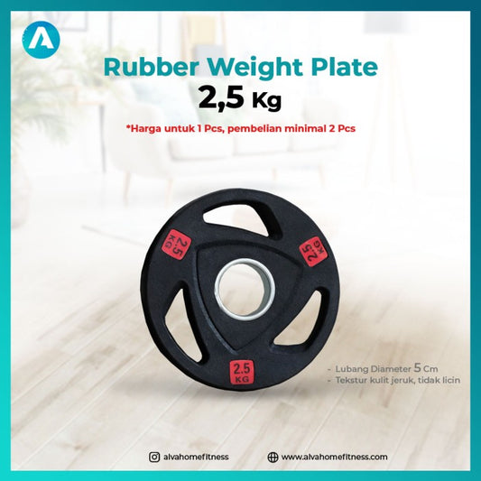 [5CM] Rubber Weight Plate Plat Beban Barbell Barbel Pair 2.5 Kg