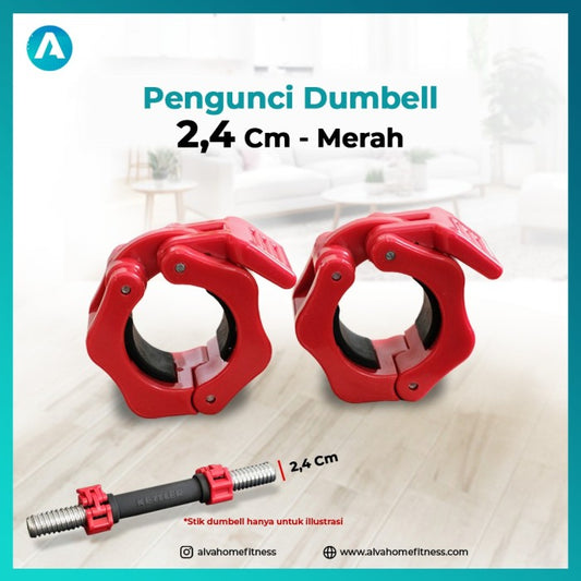 [2.4CM] Pengunci Adjustable Dumbell / Dumbel Collar Lock - MERAH