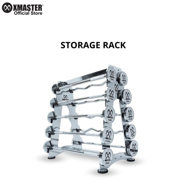 XMASTER Chromed Steel Fixed Straight Curl Barbell Storage Rack Latihan Powerlifting Bodybuilder - Storage Rack - Storage Rack