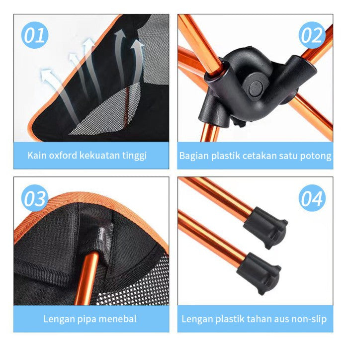 OneTwoFit Kursi Lipat Camping Outdoor Premium Memancing Portable Chair - Merah