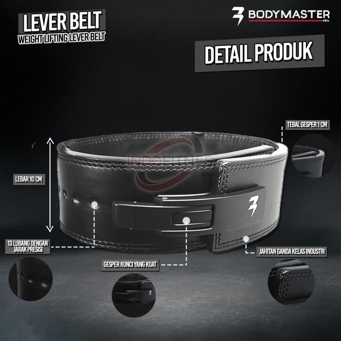 BODYMASTER Lever Belt 10mm BM-A880 Weightlifting Sabuk Gym fitnes - L