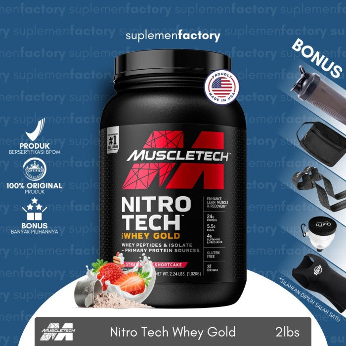 Muscletech Nitrotech Whey Gold 2,2lbs 2,2 lbs 2lb Protein Isolate 2lbs - Coklat